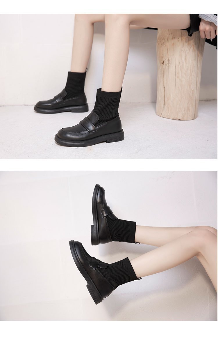 马丁靴女英伦风潮ins网红瘦瘦小皮鞋2020秋季新款单里弹力袜子鞋