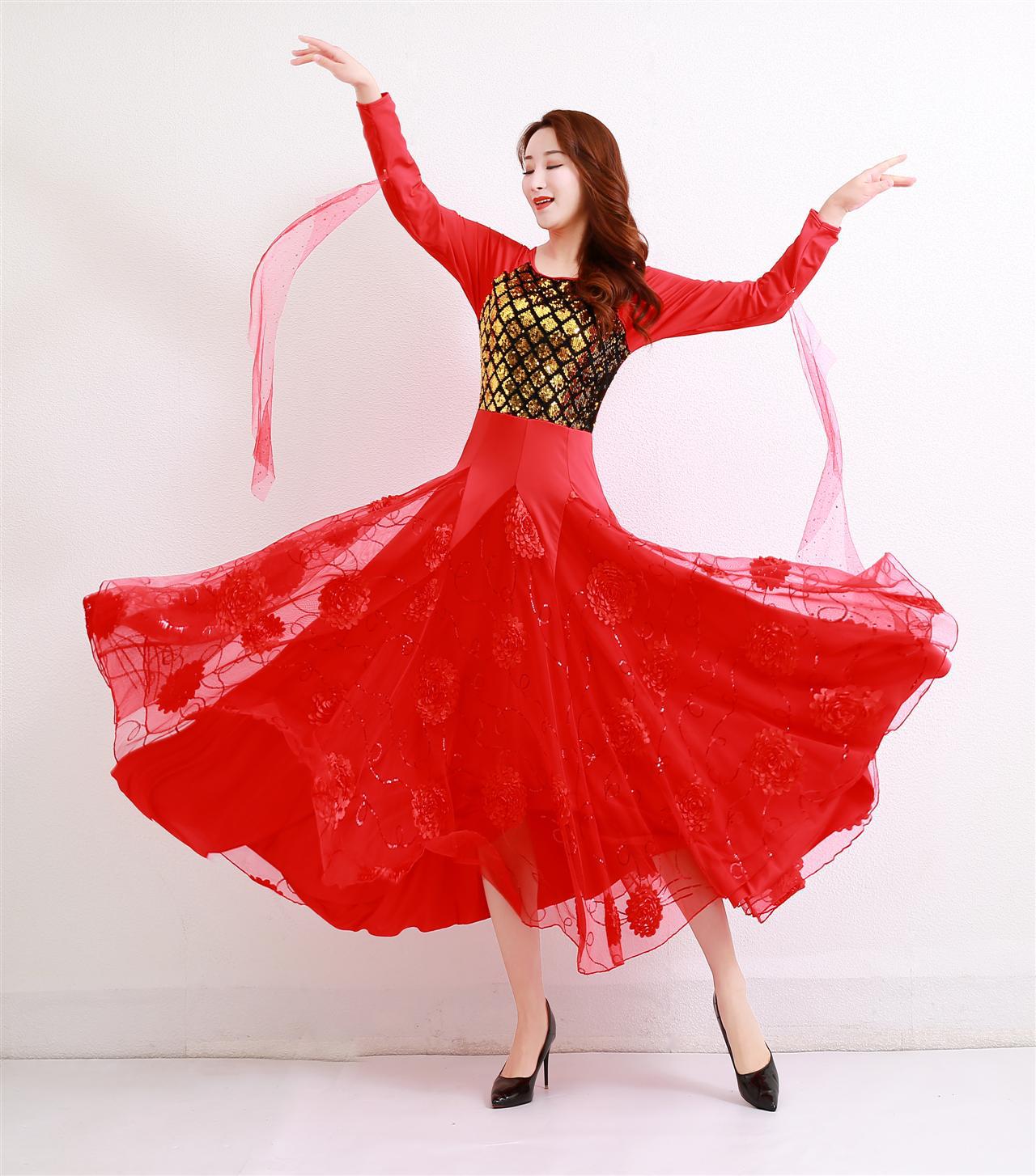 摩登舞连衣裙交谊舞大摆裙华尔兹表演演出服国标比赛服