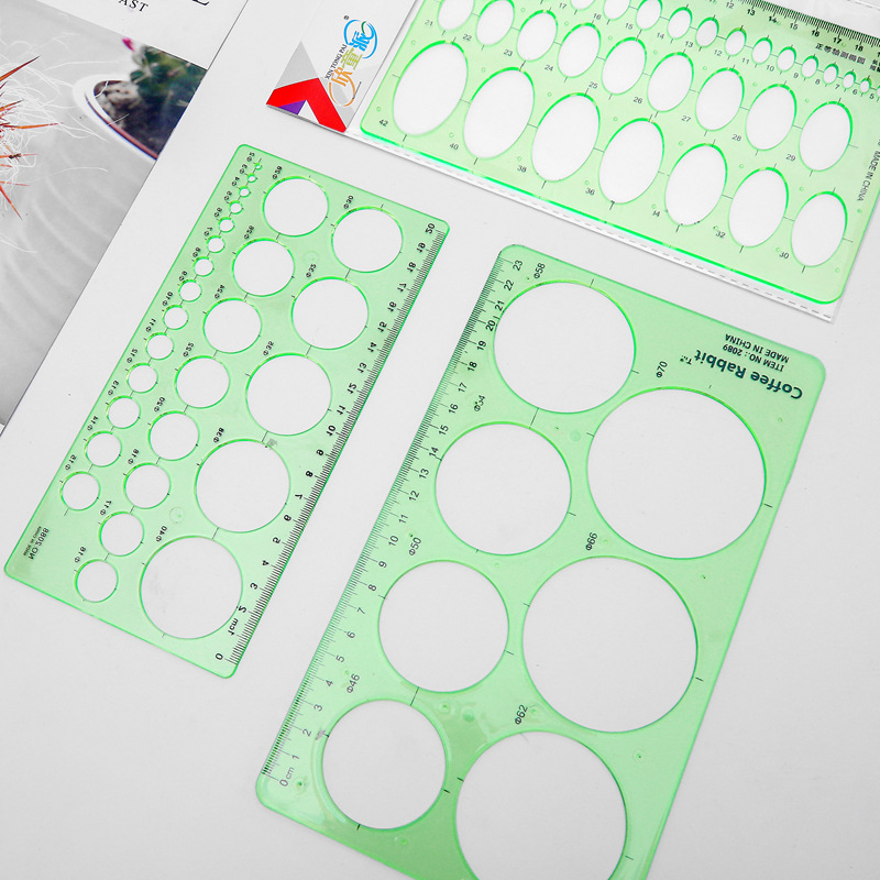 大号画圆模板尺子学生绘图设计文具圆形塑料尺子多规格全圆模板