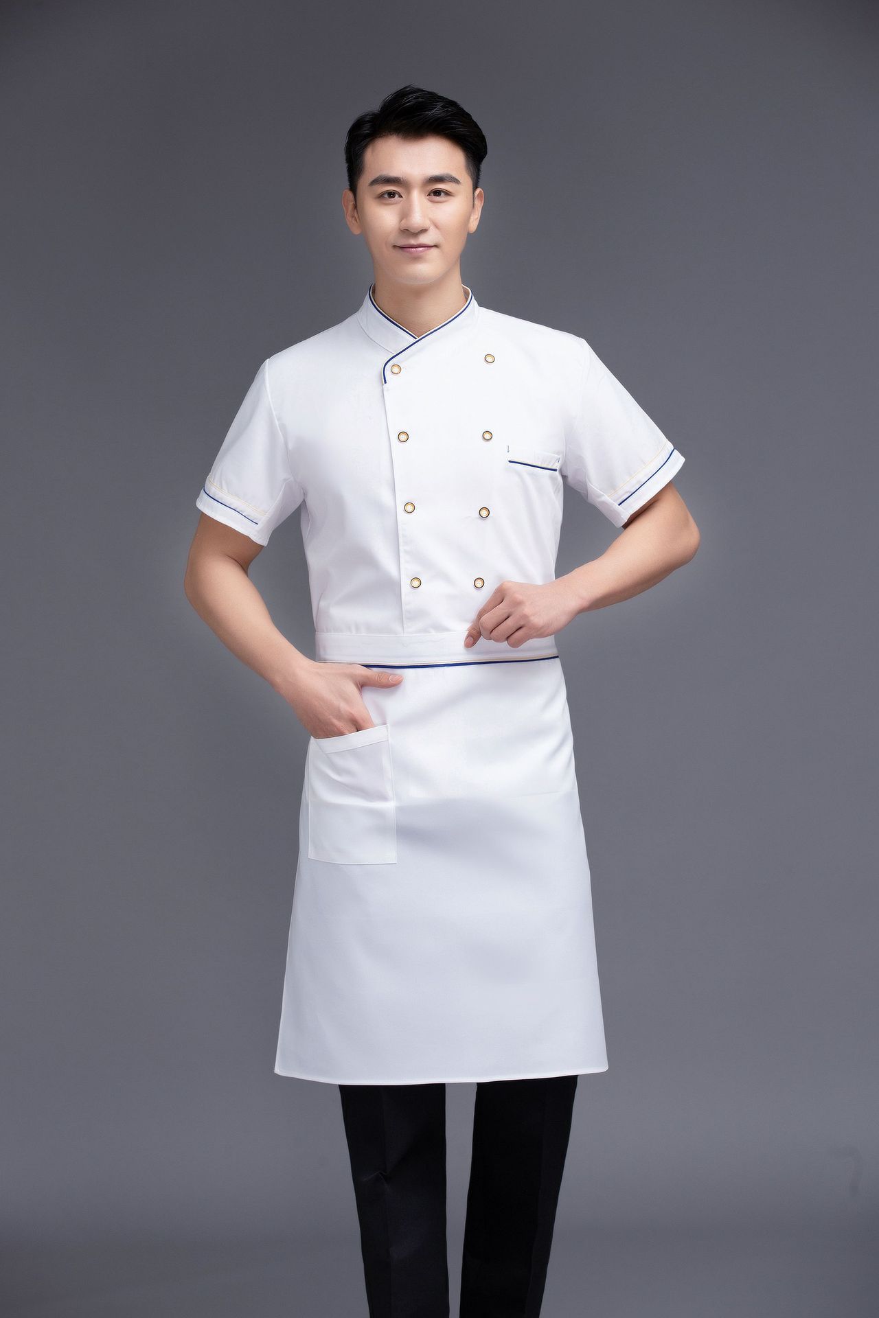 围裙厨师配套围裙半截餐饮厨房厨师后厨大厨围腰工作服半身男女