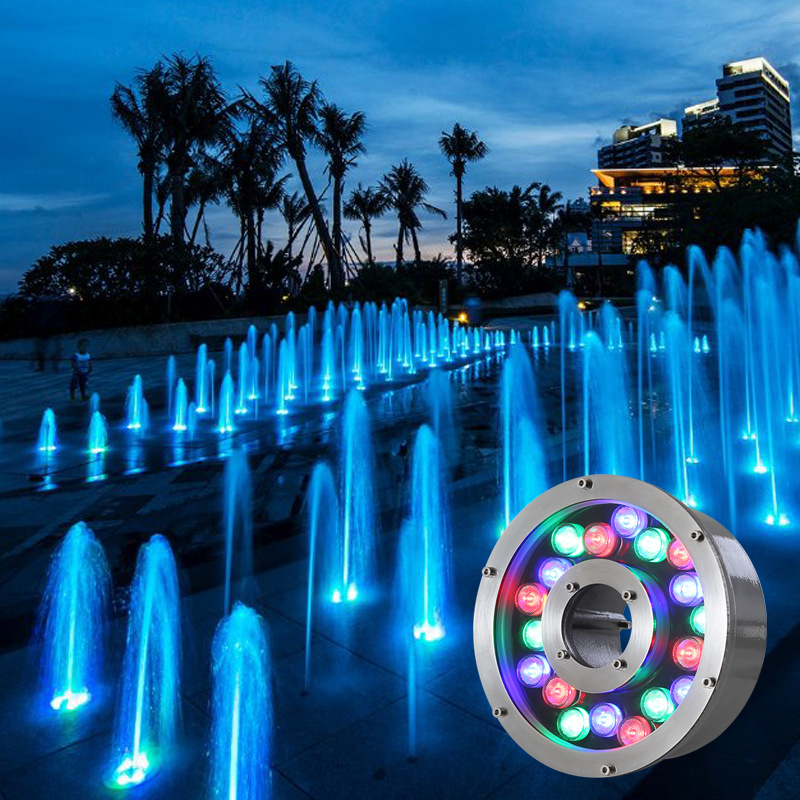 led喷泉灯水下音乐涌泉灯七彩水底灯嵌入式室外景观水池防水射灯