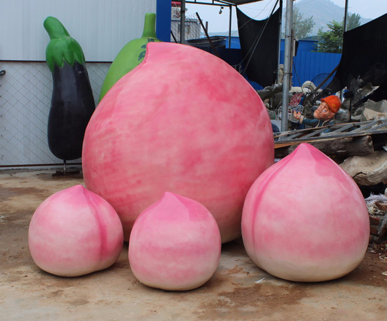 现货玻璃钢雕塑桃子水果雕塑户外果蔬道具园林景观美陈树脂摆件