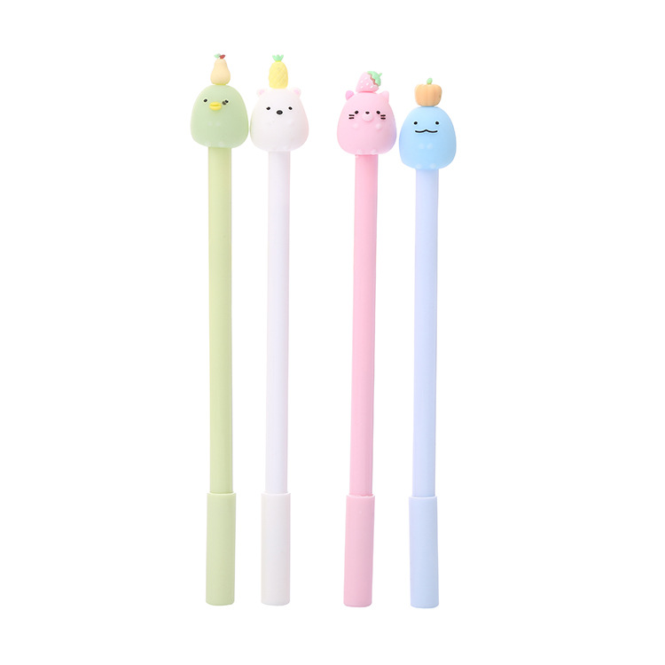 Cartoon Animal Fruit Gel Pen Creative Student Exam Ball Pen Cute Office Stationery Signature Pen Factory Wholesale