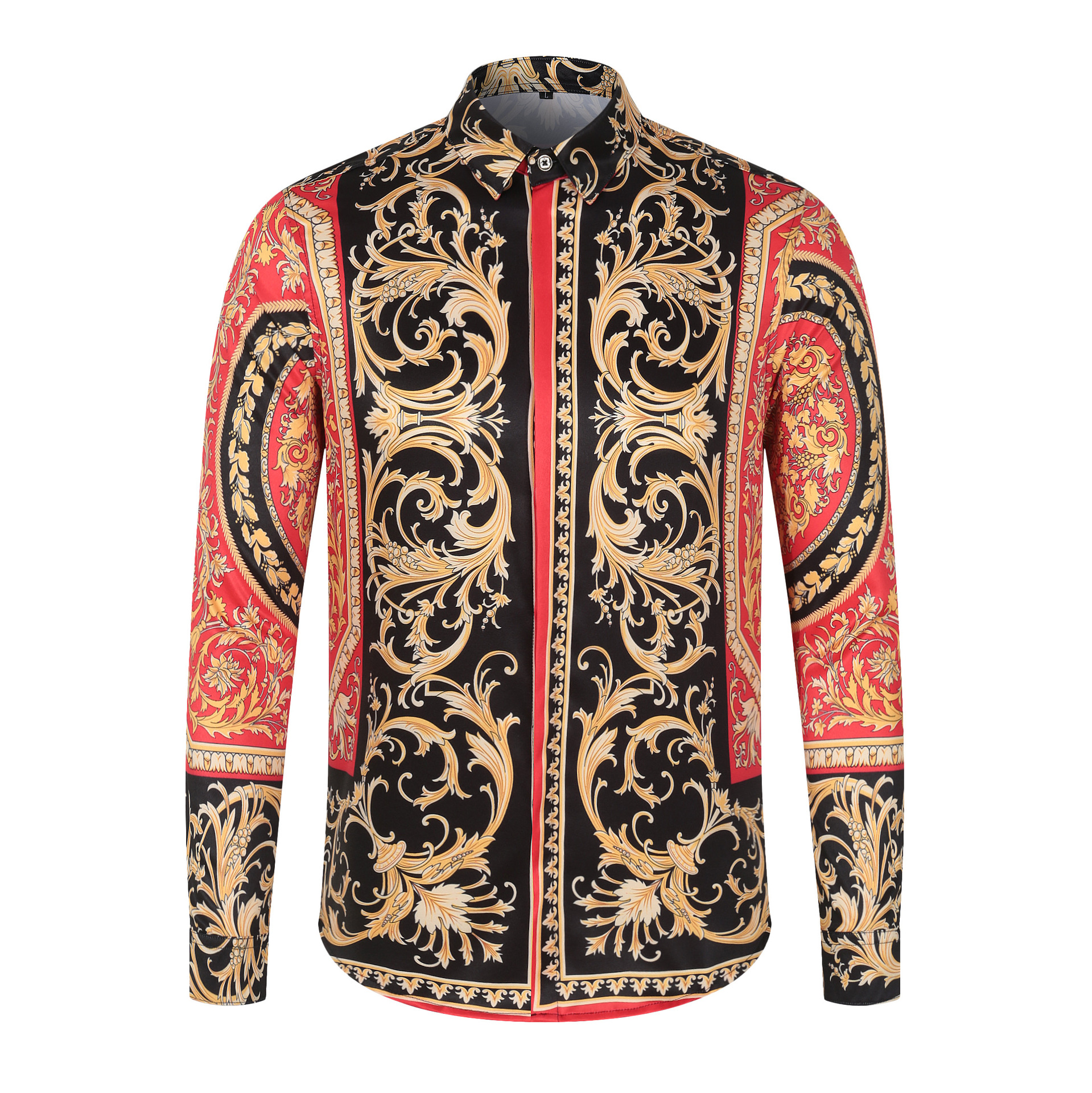 跨境货源亚马逊速卖通货源欧美贵族宫廷风3d大码男装长袖衬衫批发