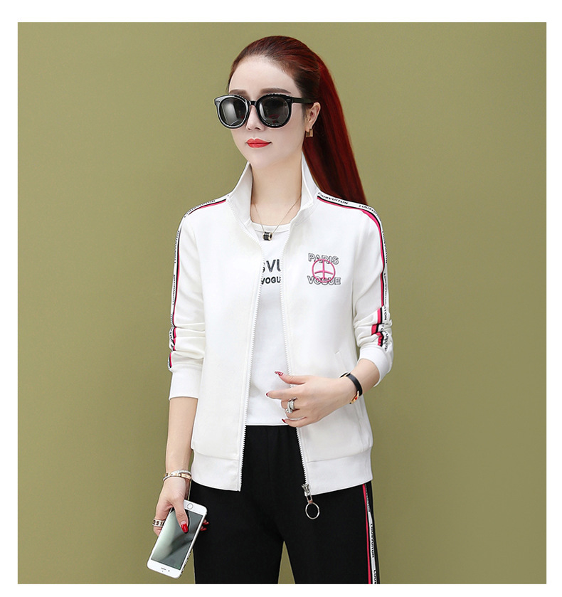 运动休闲套装女春秋2020新款时尚韩版大码洋气运动服卫衣三件套秋