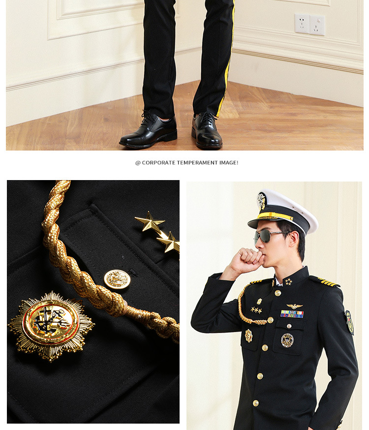 船长海员海军制服水手轮机长游轮黑色西装春秋外套酒吧演出工作服