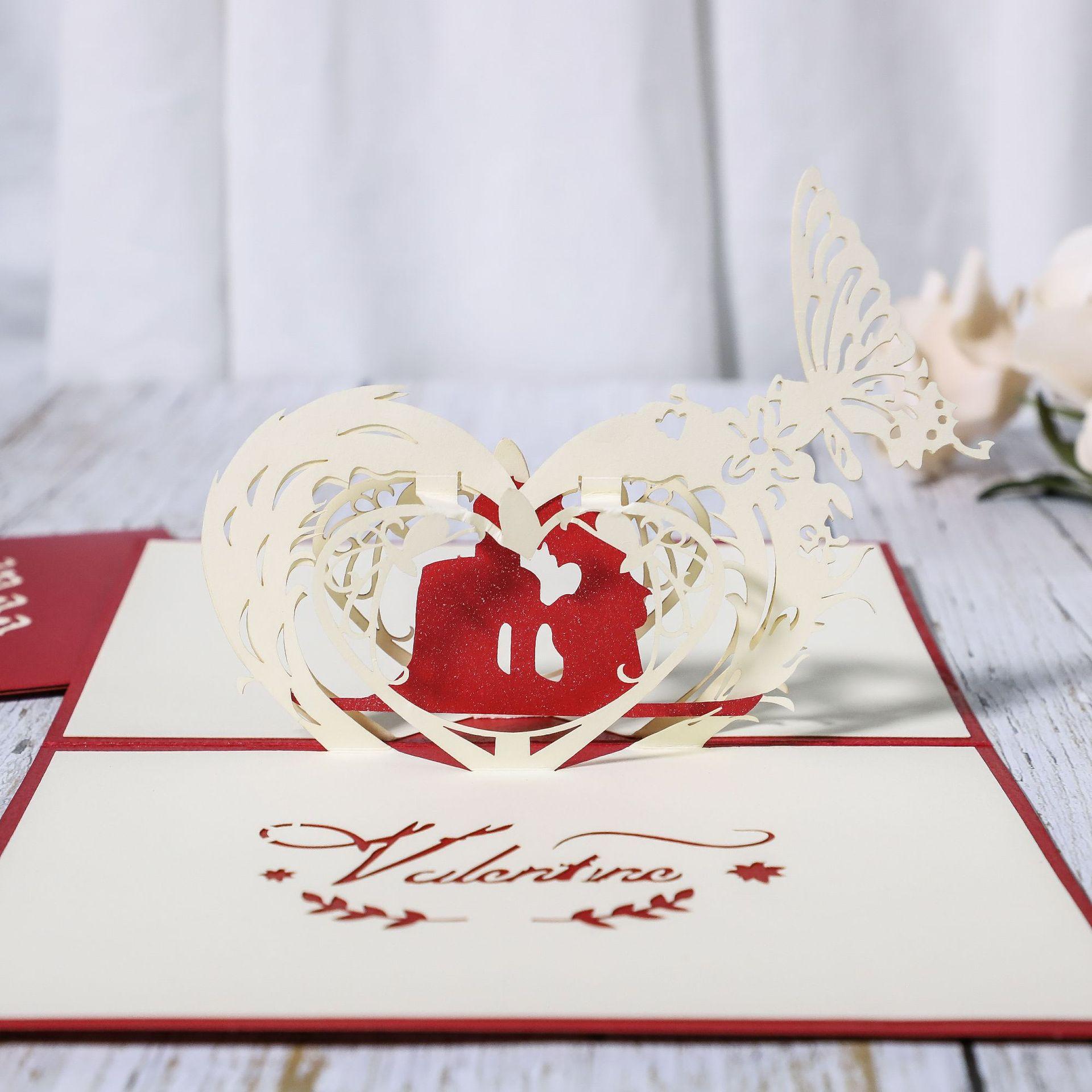 3d立体贺卡幸福恋人立体卡片 祝福语婚庆贺卡情侣创意生日卡