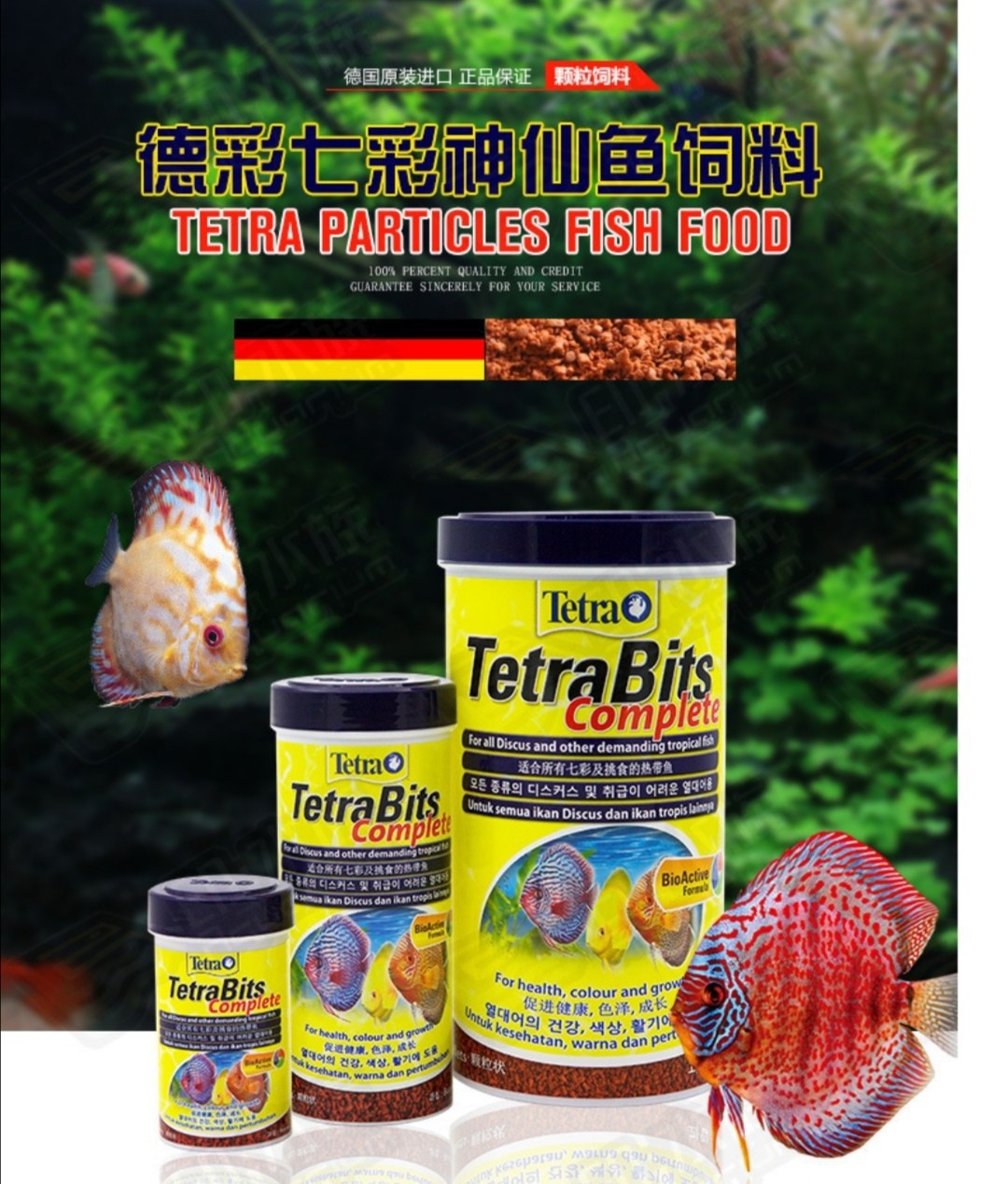 德国德彩七彩神仙鱼专用颗粒饲料慈鲷三湖天然增色增艳热带鱼鱼粮