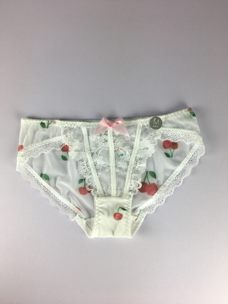 2020新款性感网纱透视女士内裤情趣三角裤红唇樱桃草莓中腰内裤