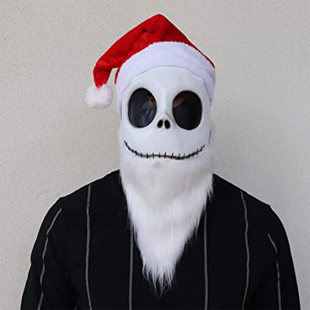 圣诞节面具白胡子老人面具圣诞怪杰乳胶杰克面具滑稽角色扮演道具
