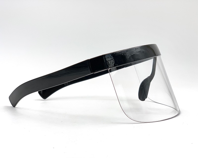 现货大眉毛一体式防风眼镜黑架白片防飞溅