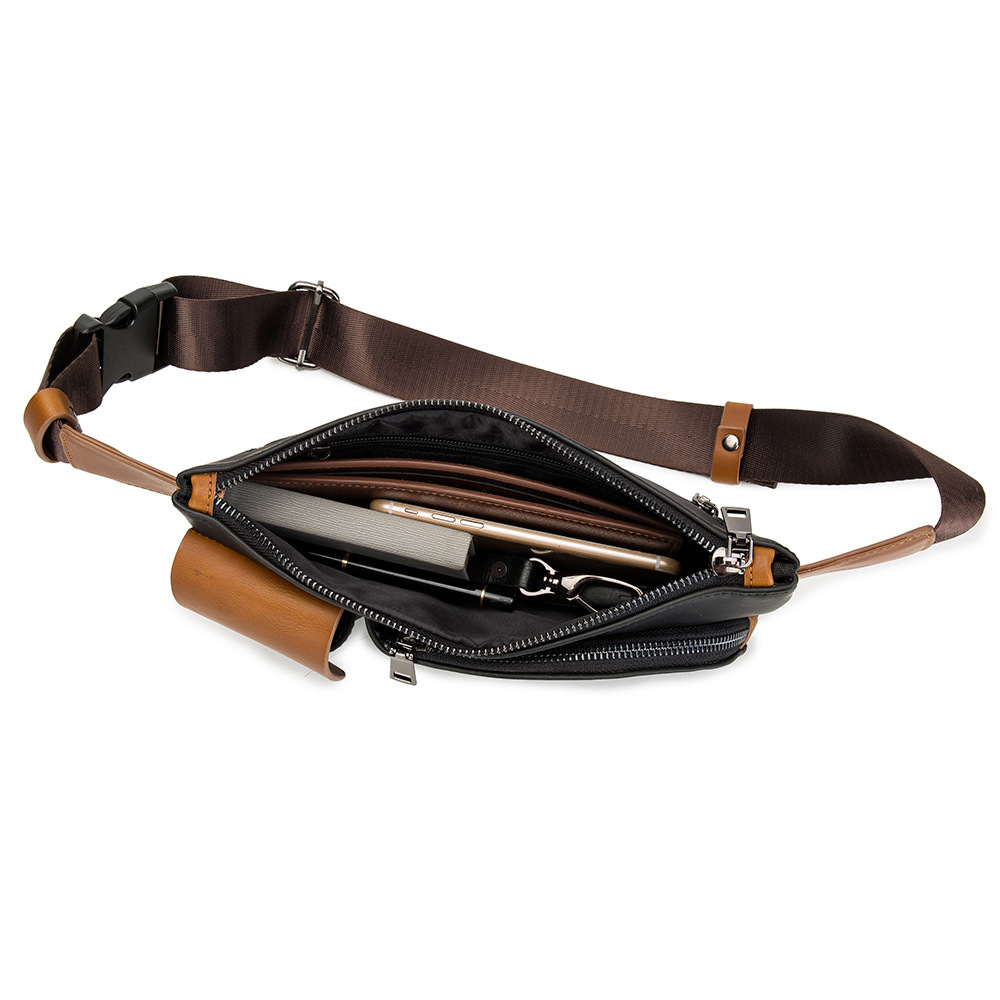 复古腰包男士小胸包 皮腰包休闲小腰包潮男户外小包 新款韩版男包