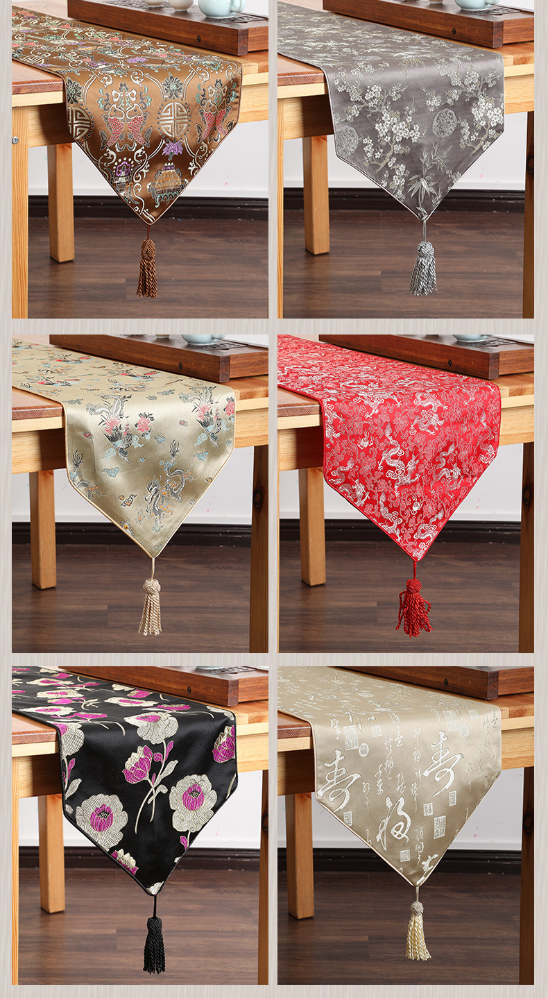 新中式桌旗禅意棉麻茶几桌布餐桌长条装饰布艺现代简约电视柜盖巾