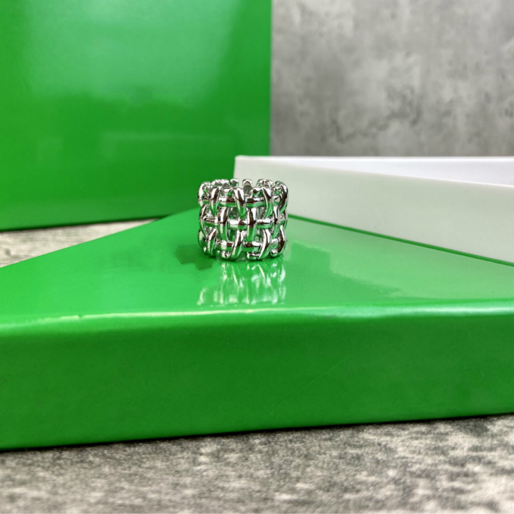 欧美新款 bv金属质感麻花编织戒指男女款高级感时尚气质个性手饰