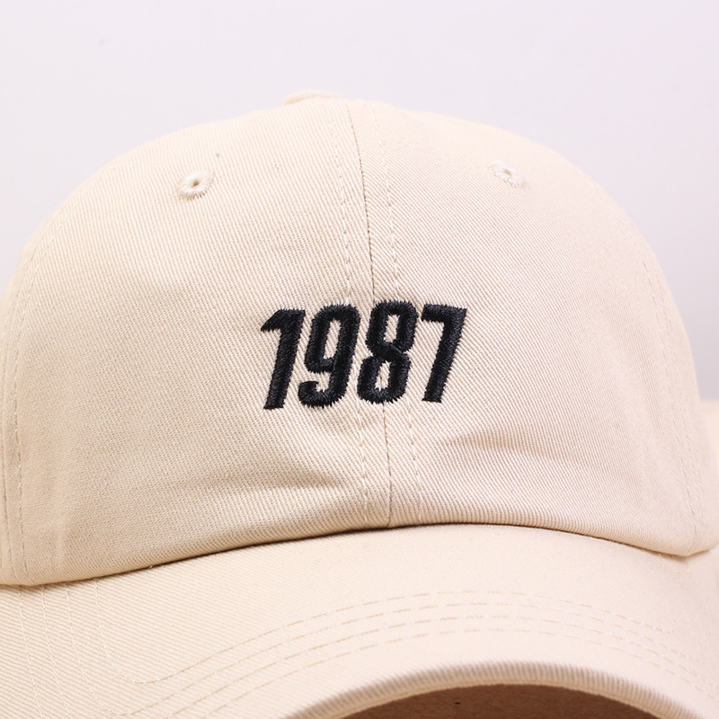 韩国东大门帽子复古男女手工1987刺绣棒球帽时尚可调节鸭舌帽0213