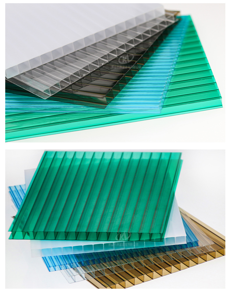 工厂批发 pc阳光板双层10mm透明卡布隆雨棚板定制中空聚碳酸酯板