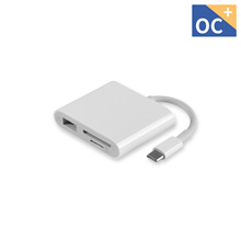 Type-C转USB3.0三合一HUB适用于华为 小米 苹果 SD/TF OTG读卡器