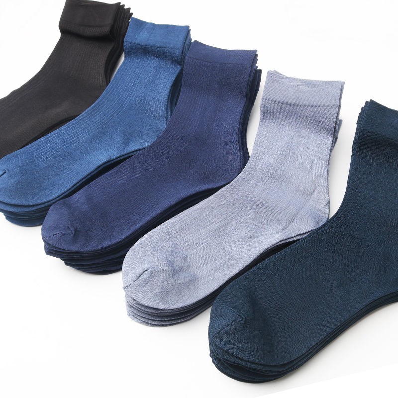 包邮男士袜子夏季薄款超薄中筒纯色长袜带后跟男中筒袜