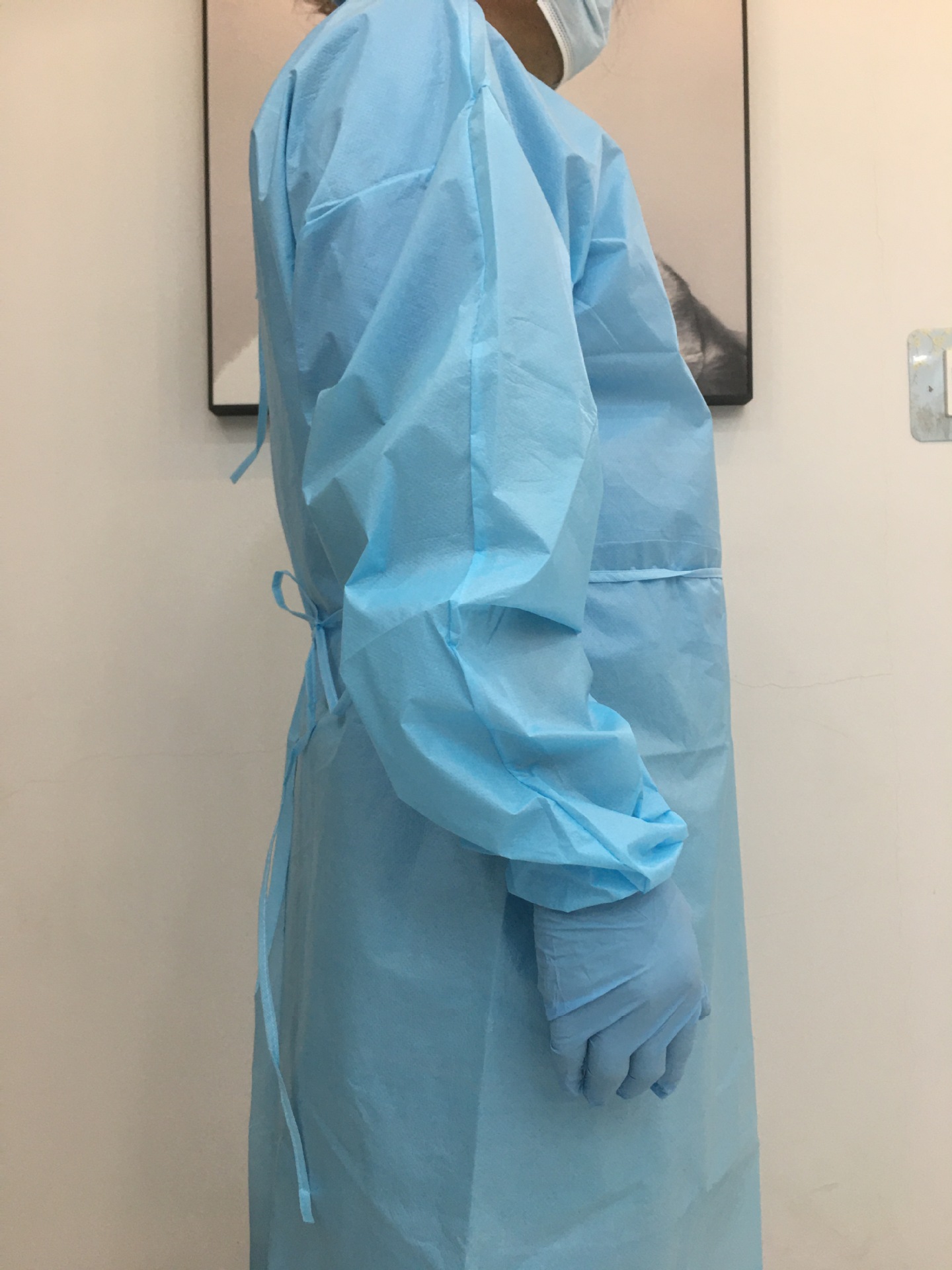 无纺布衣服 一次性手术衣 隔离防护服工作服绿色覆膜防水针织袖口