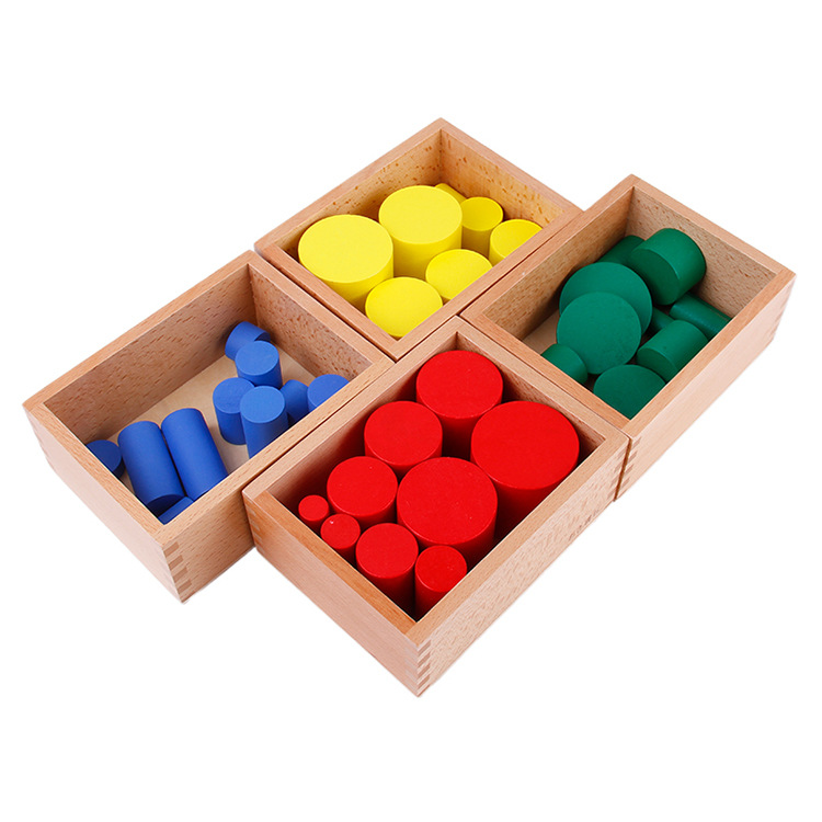 蒙氏教具幼儿园儿童早教玩具感官彩色圆柱体感官木制教具厂家直销