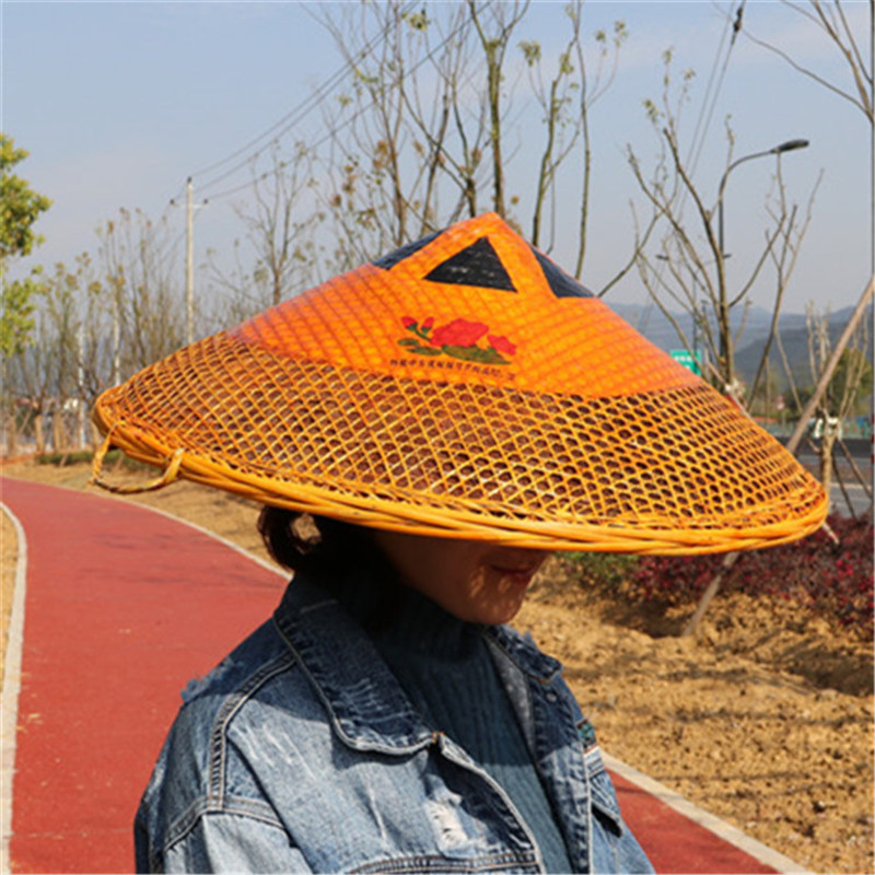 现货大号竹编蓑衣凉帽户外钓鱼遮阳田园采茶大檐防晒遮雨湘西斗笠