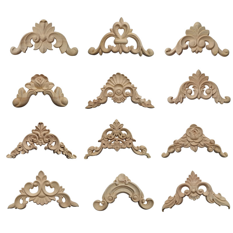 European-Style Decals Solid Wood Wood Carving Trim Equilateral Matching Cabinet Door Furniture Decoration Carving Crafts East