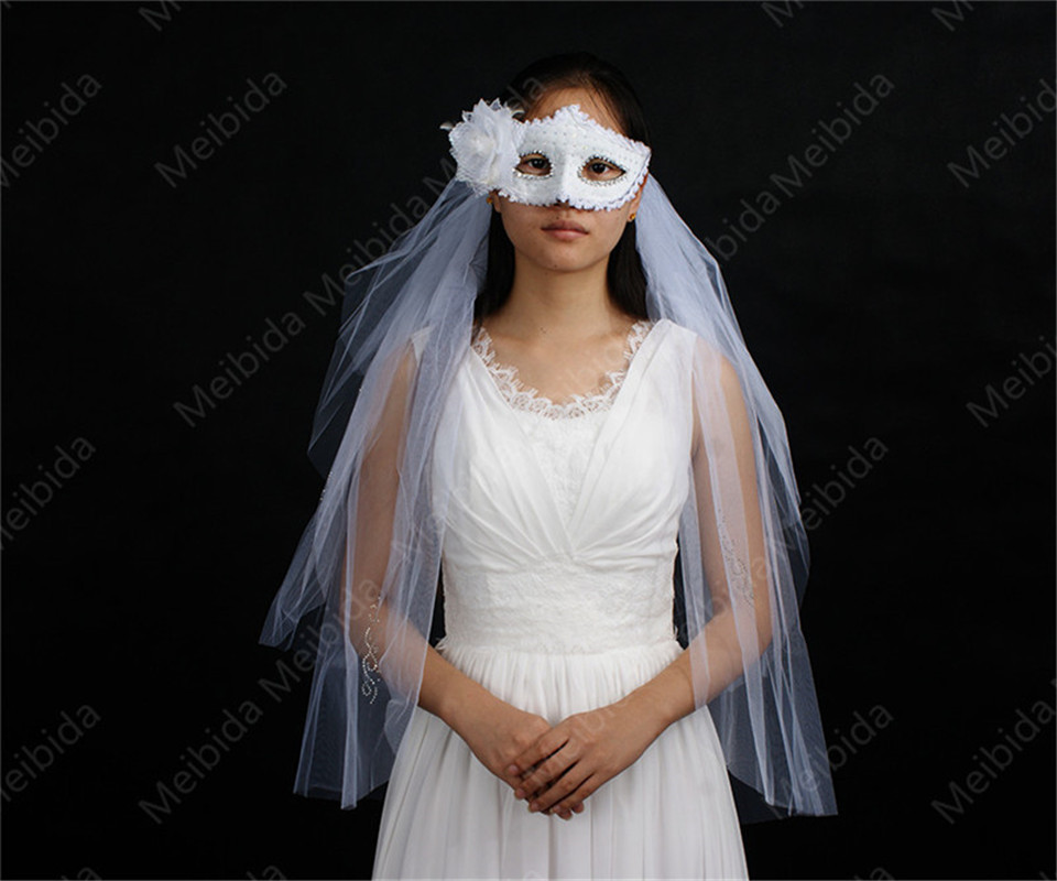 欧美畅销面纱短款新娘头纱白色象牙色wish薄款包边短款有梳子三层