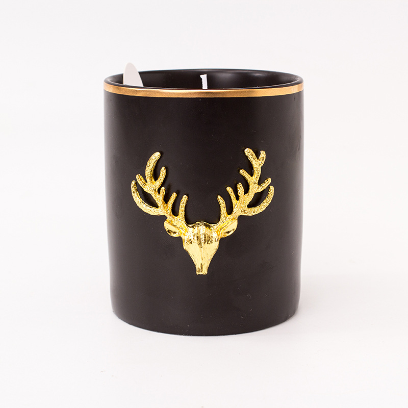 Aromatherapy Candle Finished Fangdi Household Supplies Gift Hand Gift Elk Horn Ceramic Cup Aromatherapy Candle Wholesale