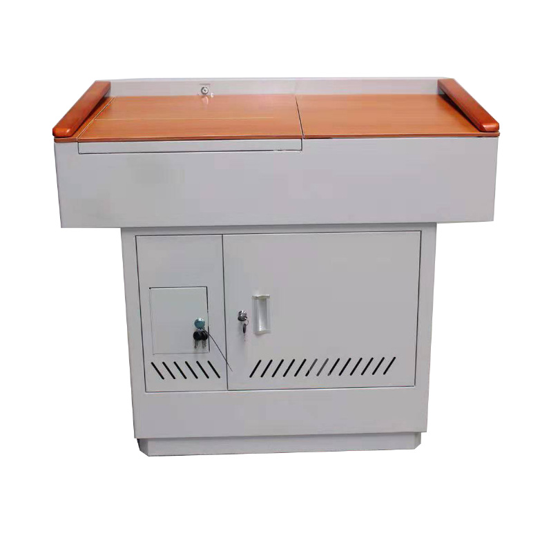 学校多媒体讲台 多功能班班通钢木结合木面中控教师讲桌厂家直售