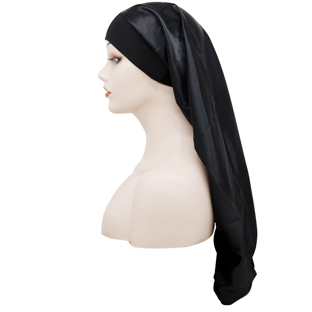 Amazon Hot Selling in Stock High Elastic Wide-Brimmed Satin Nightcap Ms. Long Hair Hair Care Long Cap One Piece Dropshipping