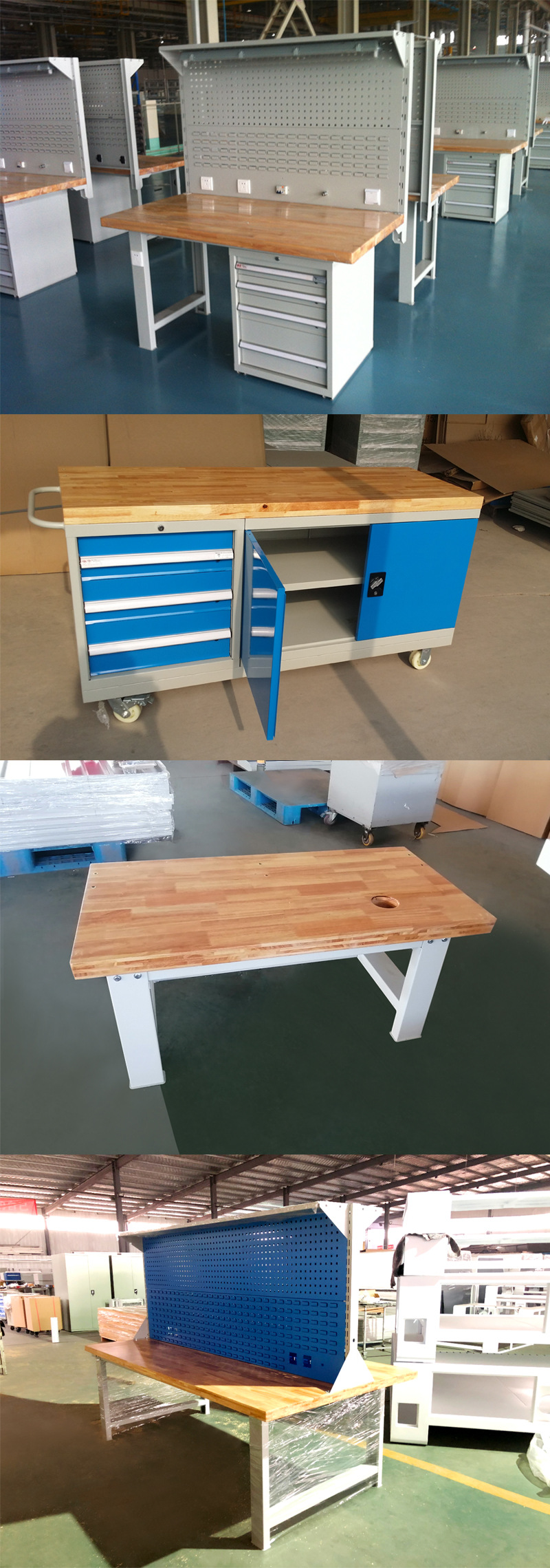 木制工作台重型实木工作台机械车间榉木板钳工台多功能减震工位桌