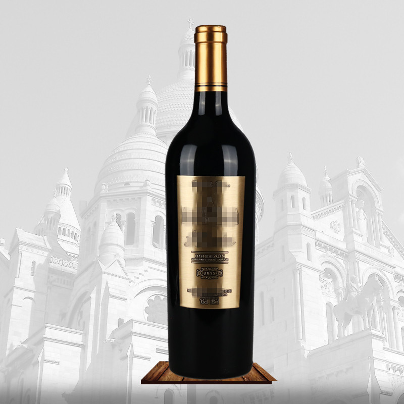 厂家批发法国原瓶原装进口红酒波尔多金属标重型瓶城堡aoc干红酒