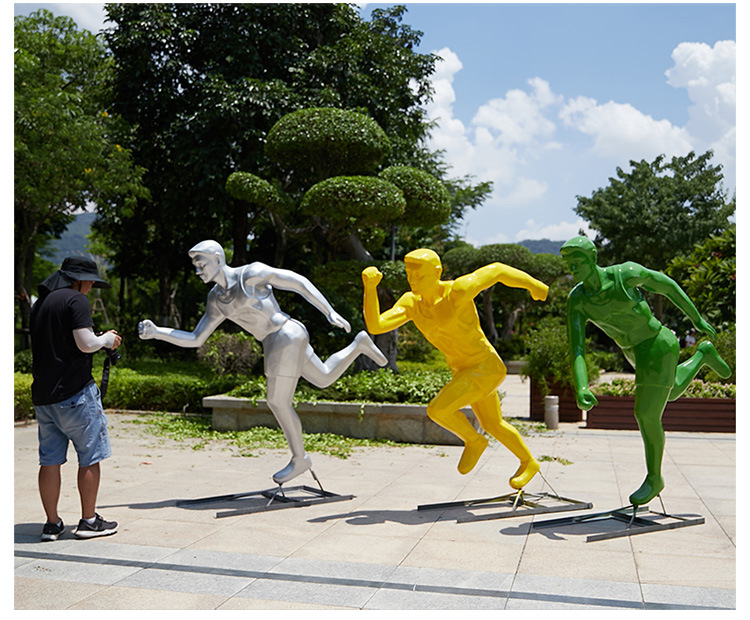 抽象运动人摆件户外玻璃钢跑步人物雕塑园林景观公园绿地装饰美陈