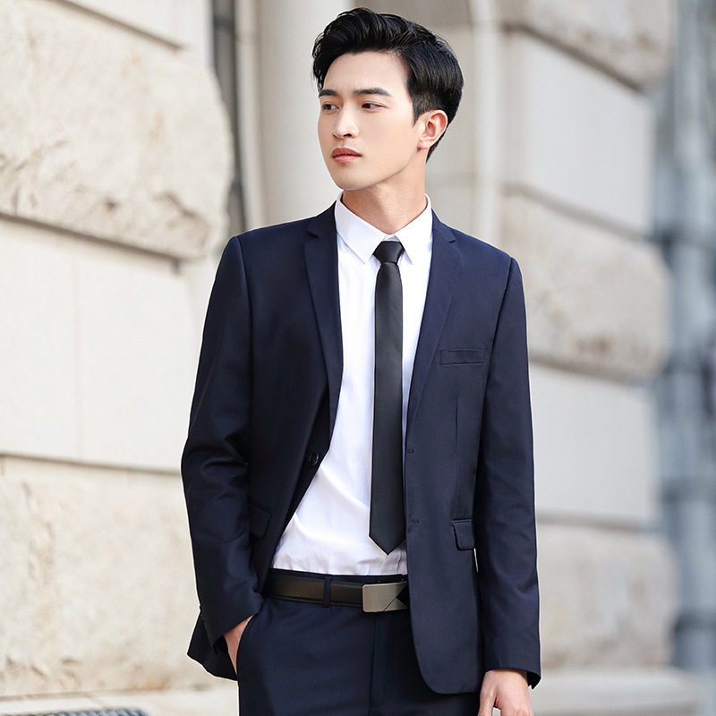 西装套装男秋冬直筒坠感西裤加绒九分裤男ins港风百搭小西服外套-报价