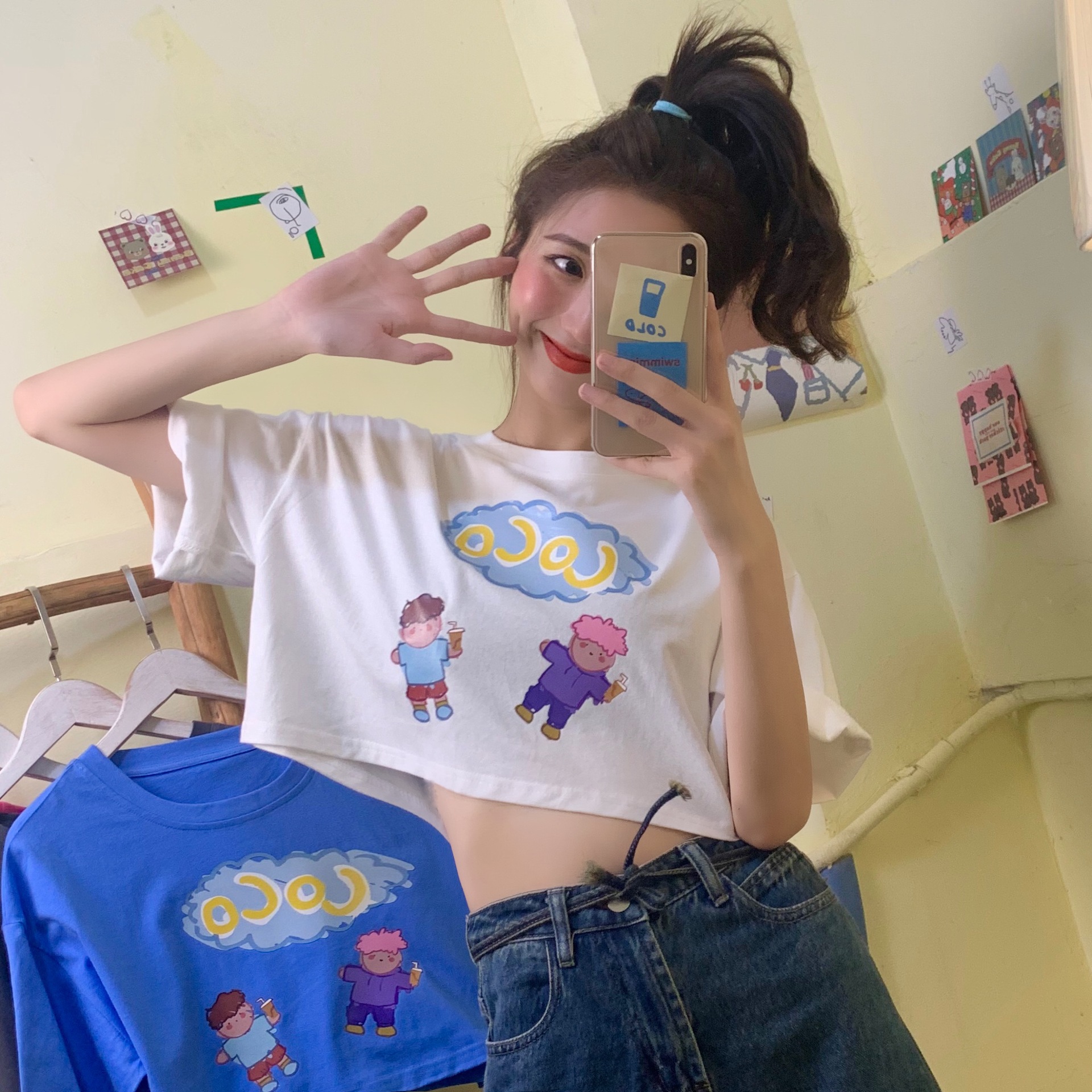 泫雅风上衣夏装2020新款韩版宽松短袖t恤ins潮网红超火短款衣服女