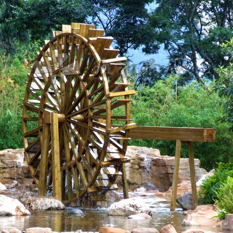 户外水车大型水车景观水车木制风水轮流水鱼池假山喷泉防腐木水车