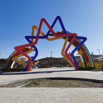 廊架不锈钢彩虹户外异型不锈钢大门五角星广场公园入口廊架