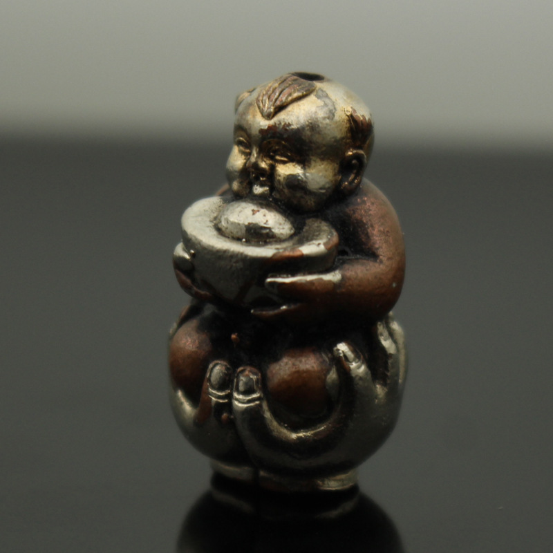 创意新品元宝金童财童子汽车钥匙扣吊坠挂件玫琳卡饰品铜摆件