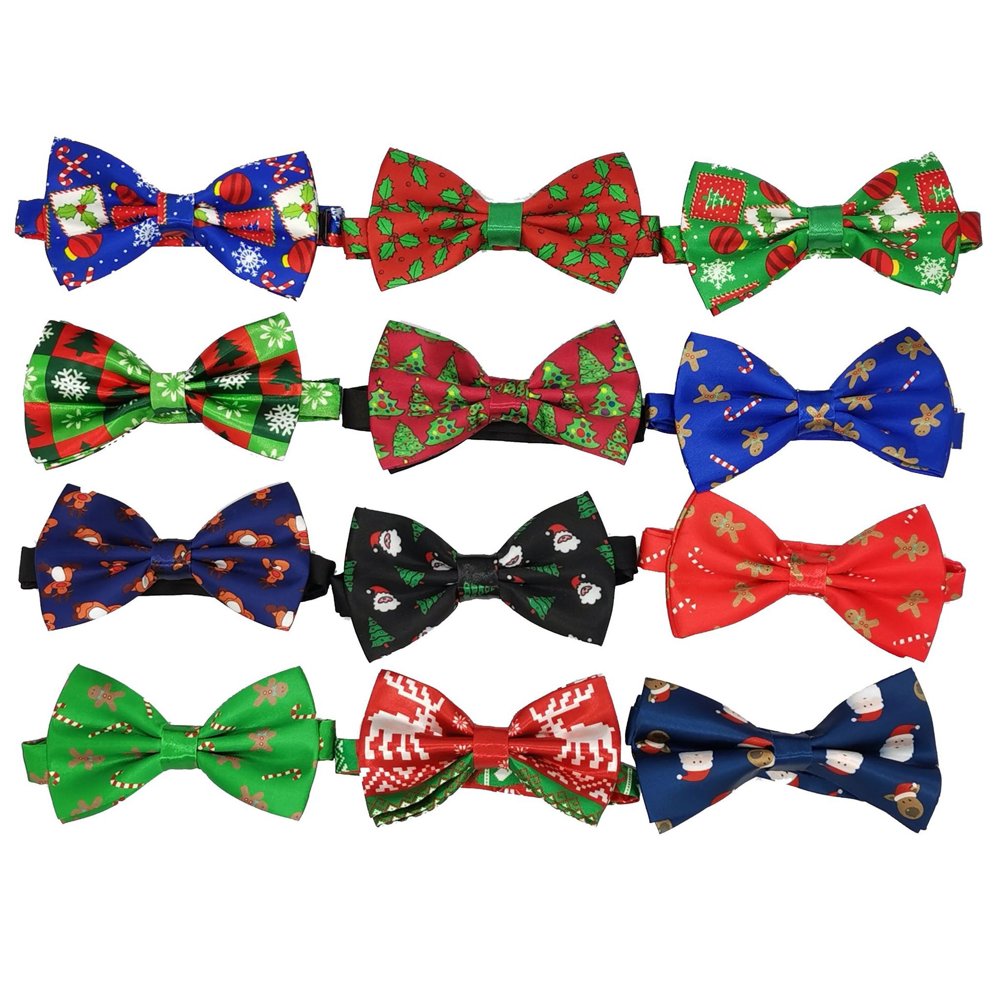 圣诞节领结圣诞老人圣诞树圣诞鹿领结休闲时尚领结来图来样可订做