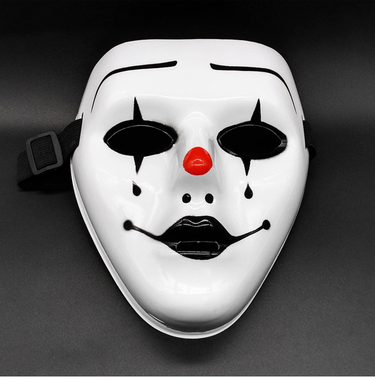 鬼步舞街舞白色面具男小丑 酒吧嘻哈成人手绘面具死神舞会万圣节