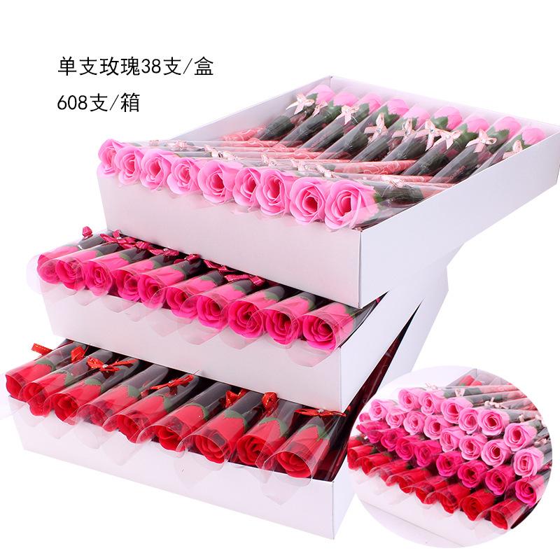Factory Wholesale Simulation Pvc Single Rose Soap Flower Scan Code Gift Wechat Push Small Gift Soap Fake Flower