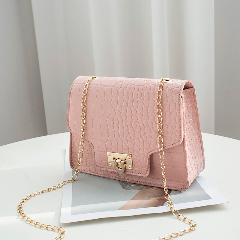 Fashion Autumn and Winter Crocodile Pattern Small Square Bag Season New Chain Shoulder Women's Bag Personality All-Match Crossbody Cell Phone Small Bag