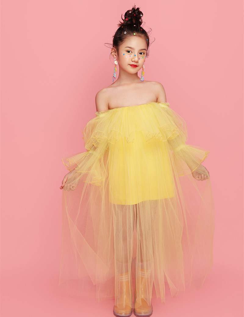 新款小清新儿童摄影服装影楼6-8岁女孩时尚写真主题拍照公主纱裙