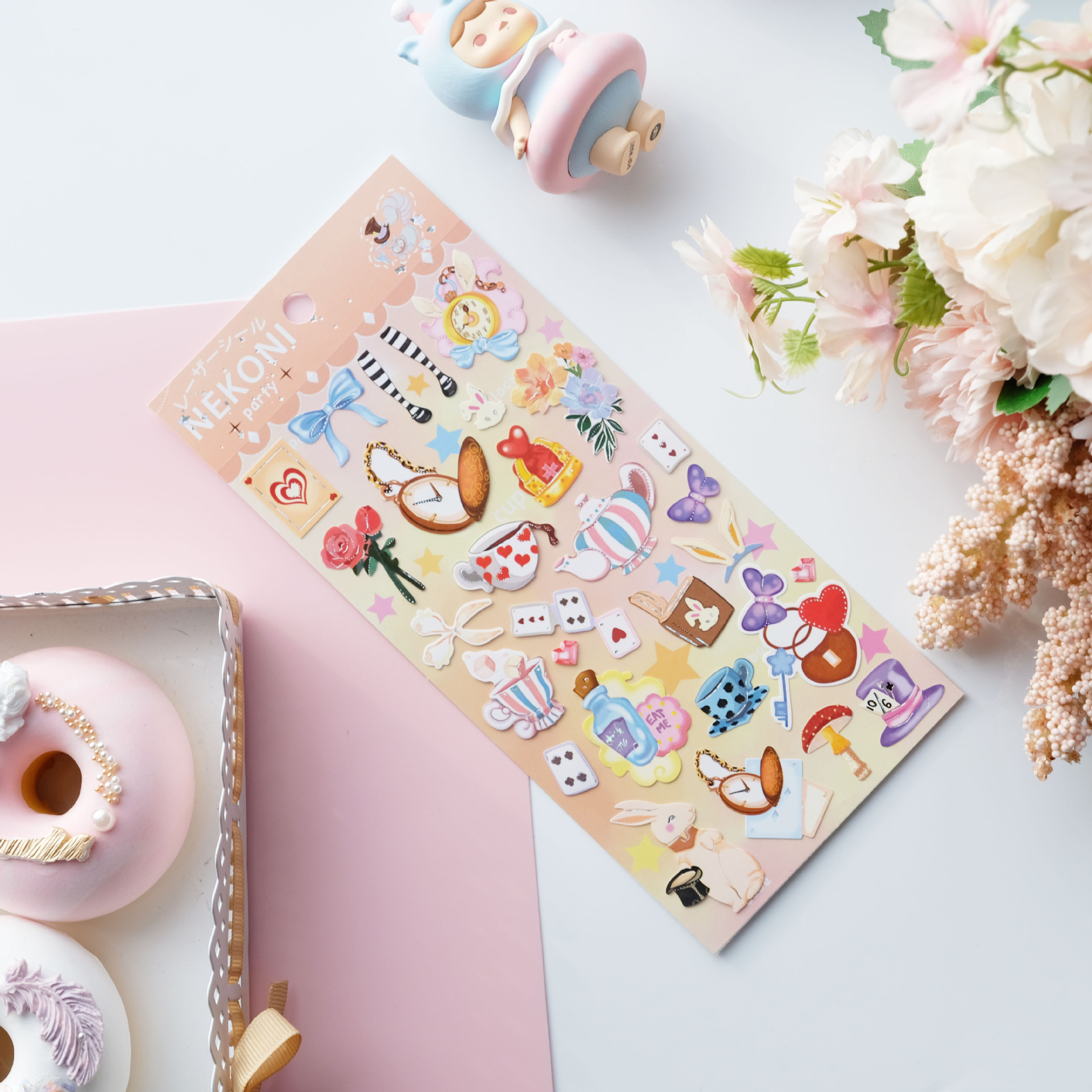 nekoni甜美冰淇凌色系春夏派对系列镀银防水手帐diy装饰平面贴