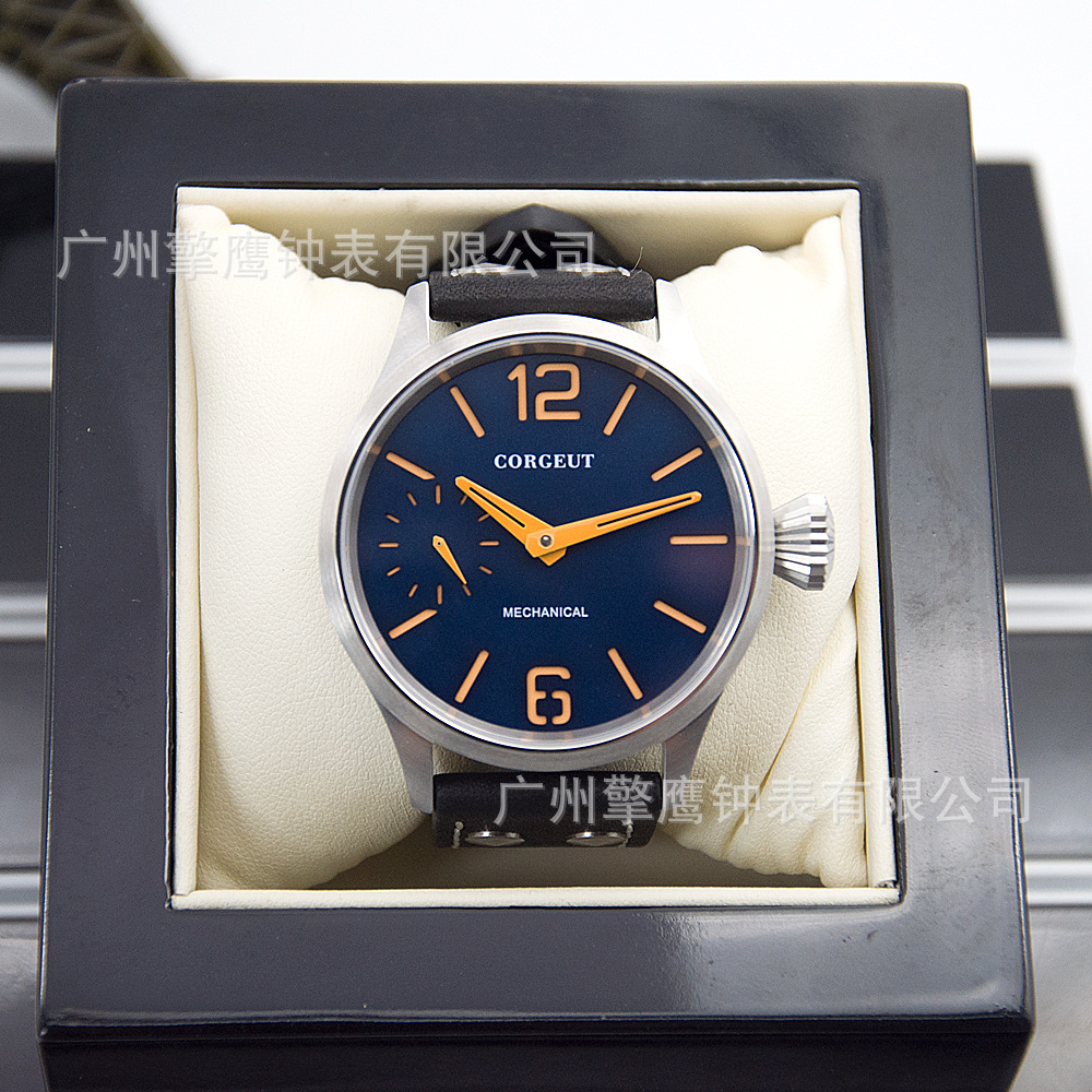 corgeut卡古特 爆款手动上链蓝宝石不锈钢防水运动男士手表透明皮
