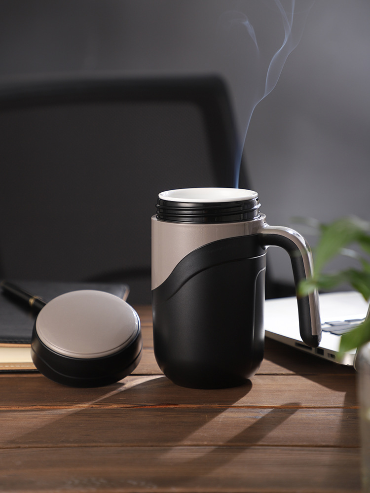 陶瓷内胆保温杯男有盖带手柄把办公室马克杯成人水杯家用泡茶杯子