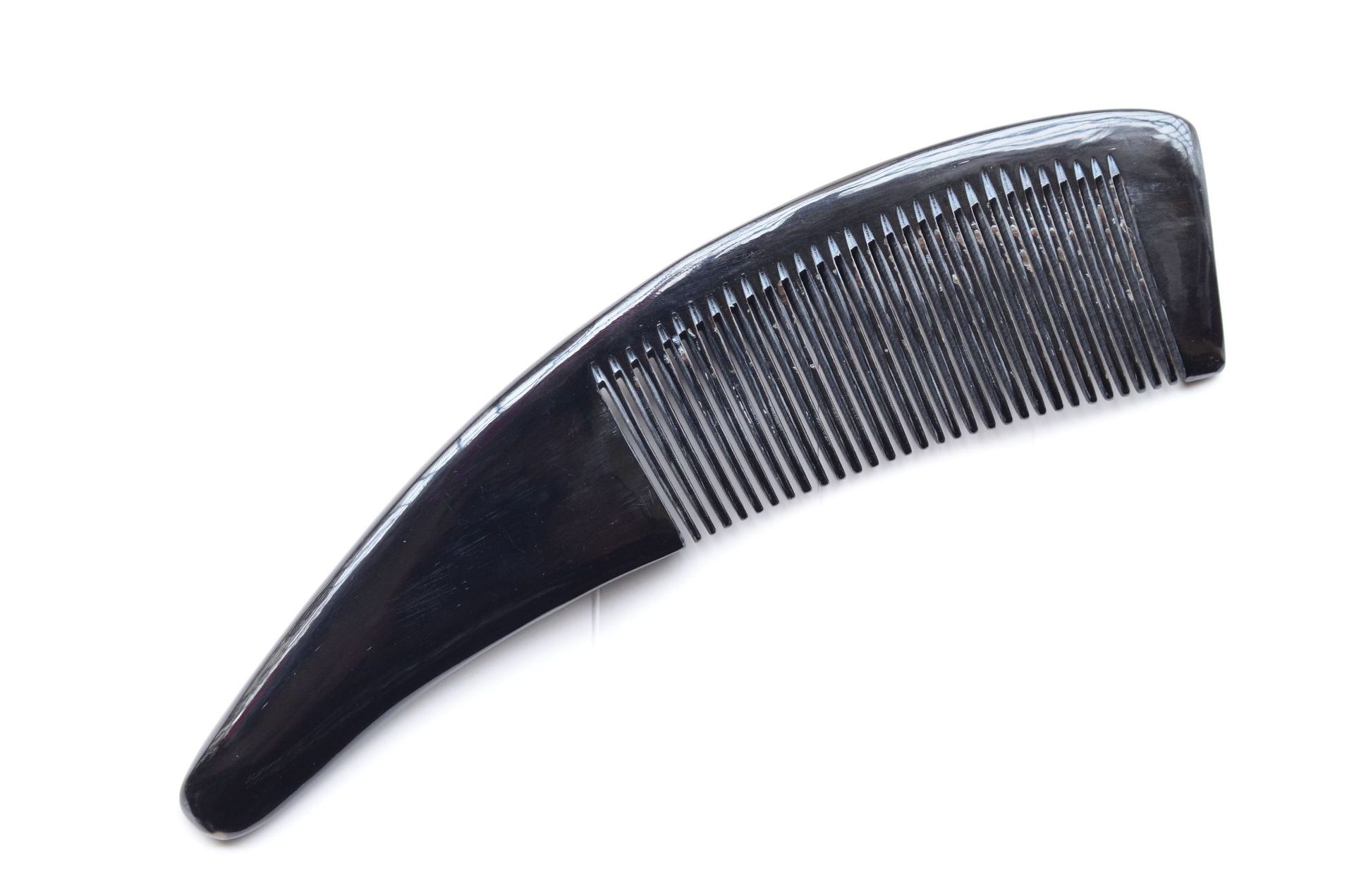 22cm大号厚柄黑水牛角梳 黑水牛角尖尾梳 黑水牛角尖尾梳