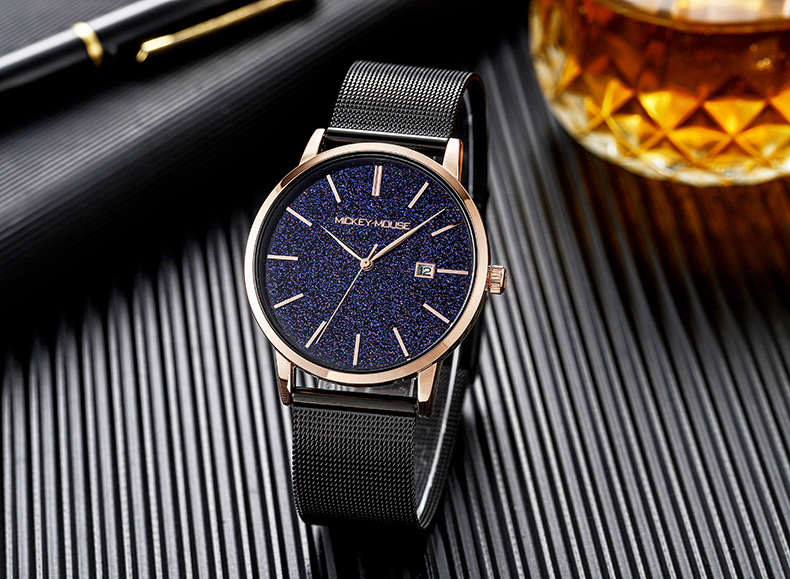 网带潮流男士手表 迪士尼钢带男表 简约黑色成人石英手表289/319