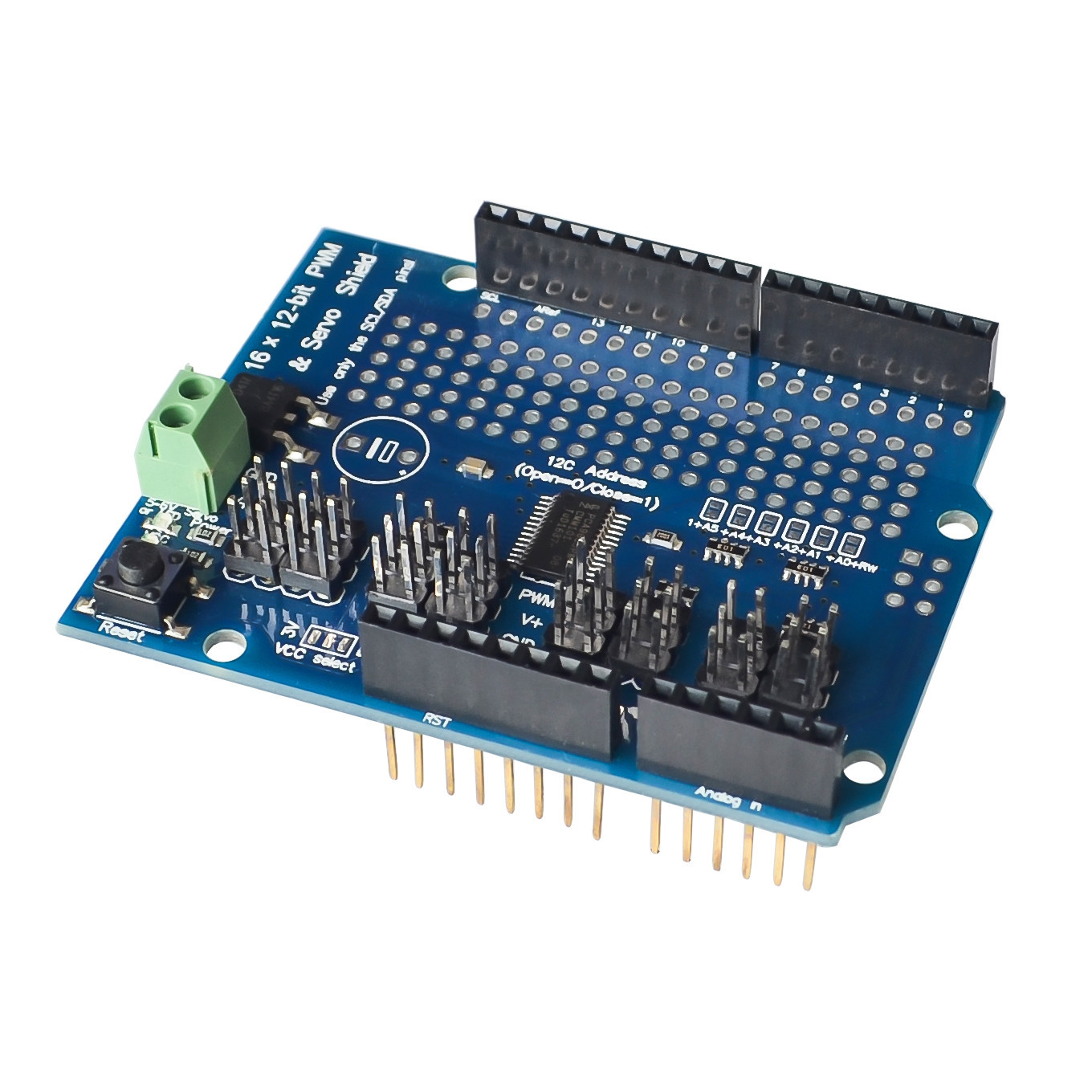 16-channel 12-bit pwm/servo shield 16路舵机驱动模块适用于uno