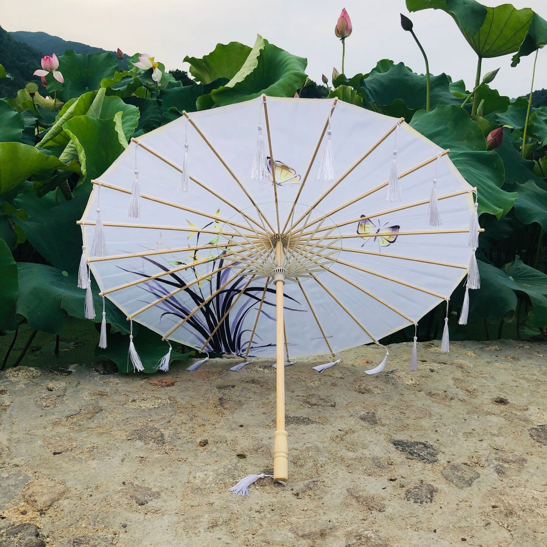 摆地摊中国风古风流苏伞汉服旗袍风搭配伞绸布角色装扮仙女拍照伞